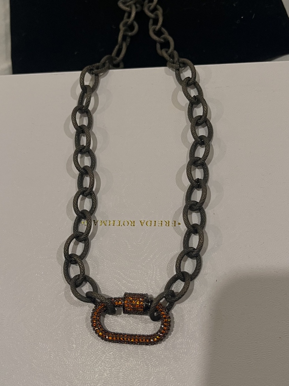 Freida Rothman Rhodium Necklace with Crystal Clasp